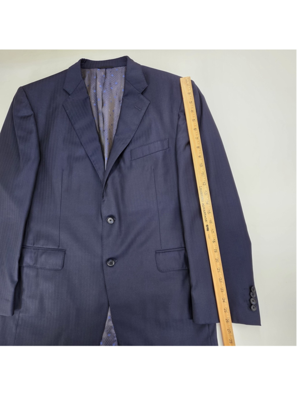 Loro Piana Super 130s Wool Suit Men 44R Navy 2 Piece Custom Tailored USA - Picture 14 of 16